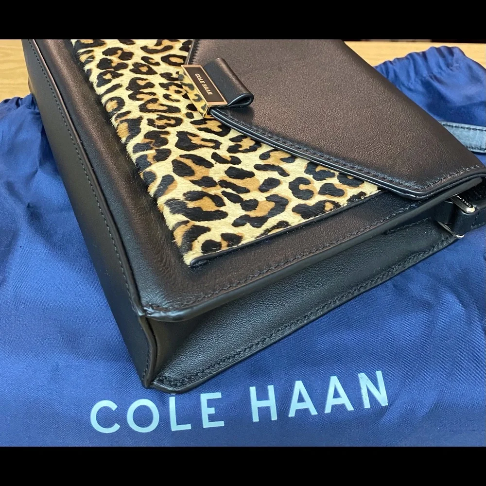 Cole Haan Leopard Print Shoulder Bag Purse - Picture 5 of 7